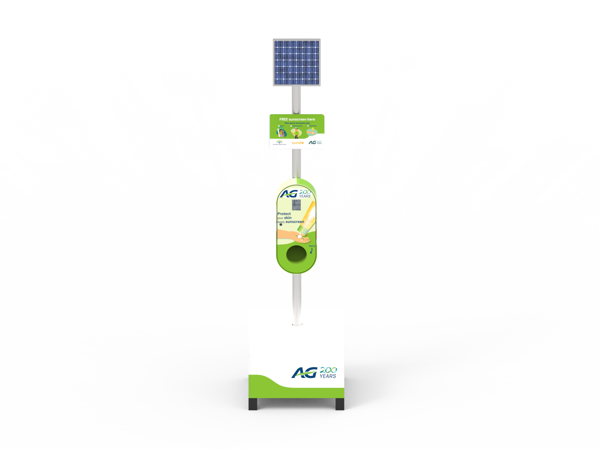 AG Insurance sponsor sunscreen dispenser